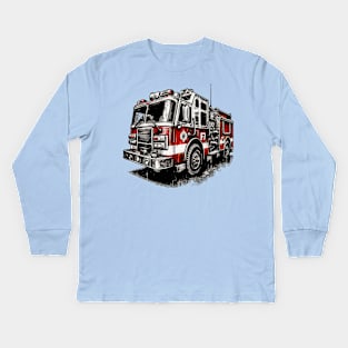 Fire Truck Kids Long Sleeve T-Shirt